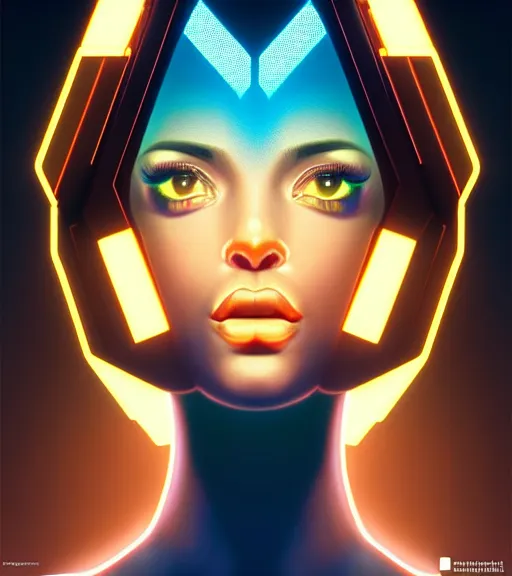 Image similar to symmetry!! latin princess of technology, solid cube of light, hard edges, product render retro - futuristic poster scifi, lasers and neon circuits, beautiful brown skin woman latin princess, intricate, elegant, highly detailed, digital painting, artstation, concept art, smooth, sharp focus, illustration, dreamlike, art by artgerm