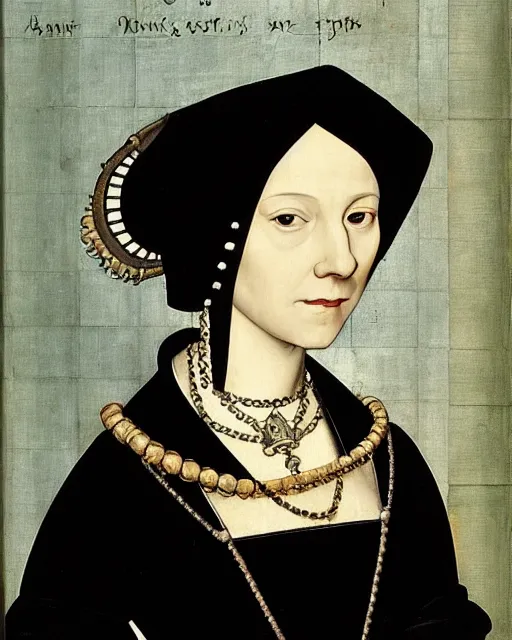 Prompt: “Anne Boleyn in modern times, painting by Hans Holbein”