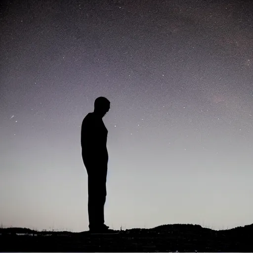 Image similar to silhouette of a man staring into the universe