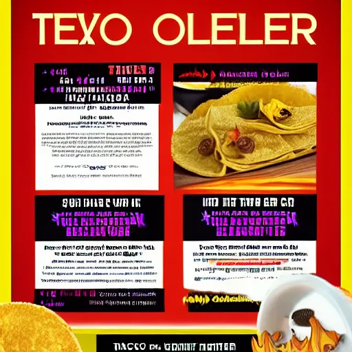 Prompt: Taco Bell Flyer for newest item The Holeblower