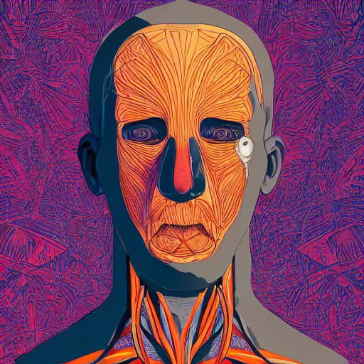 Image similar to the anatomy of a head of carrots that resemble a handsome man, an ultrafine detailed illustration by james jean, intricate linework, bright colors, final fantasy, behance contest winner, vanitas, angular, altermodern, unreal engine 5 highly rendered, global illumination, radiant light, detailed and intricate environment