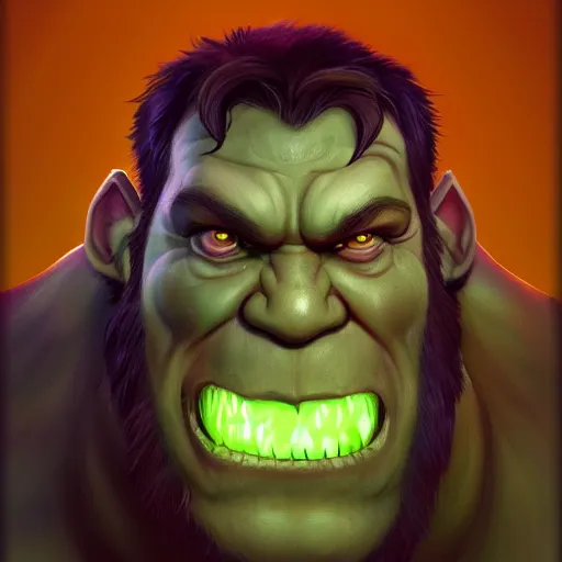 Image similar to Portrait of John Cena as a Warcraft orc, big fangs, angry face, mattepainting concept Blizzard pixar maya engine on stylized background splash comics global illumination lighting artstation lois van baarle, ilya kuvshinov, rossdraws