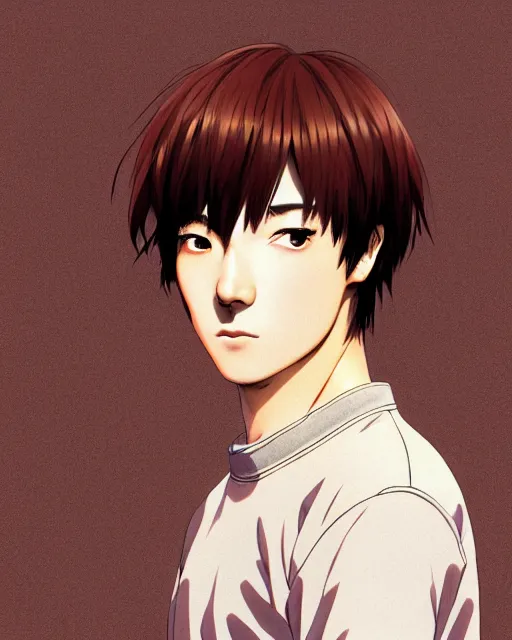 Prompt: portrait Anime as Joji singer man cute-fine-face, brown-red-hair pretty face, realistic shaded Perfect face, fine details. Anime. realistic shaded lighting by Ilya Kuvshinov katsuhiro otomo ghost-in-the-shell, magali villeneuve, artgerm, rutkowski, WLOP Jeremy Lipkin and Giuseppe Dangelico Pino and Michael Garmash and Rob Rey