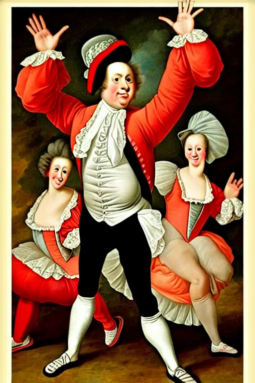 Prompt: 1700s zumba fitness art poster