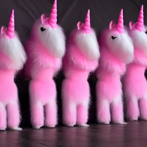 Image similar to pink fluffy unicorns dancing on rainbows