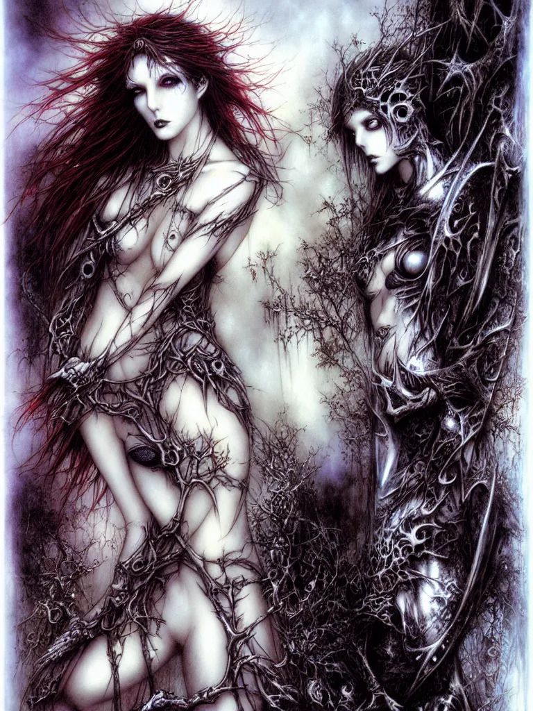 Image similar to life and death mixing together, by luis royo