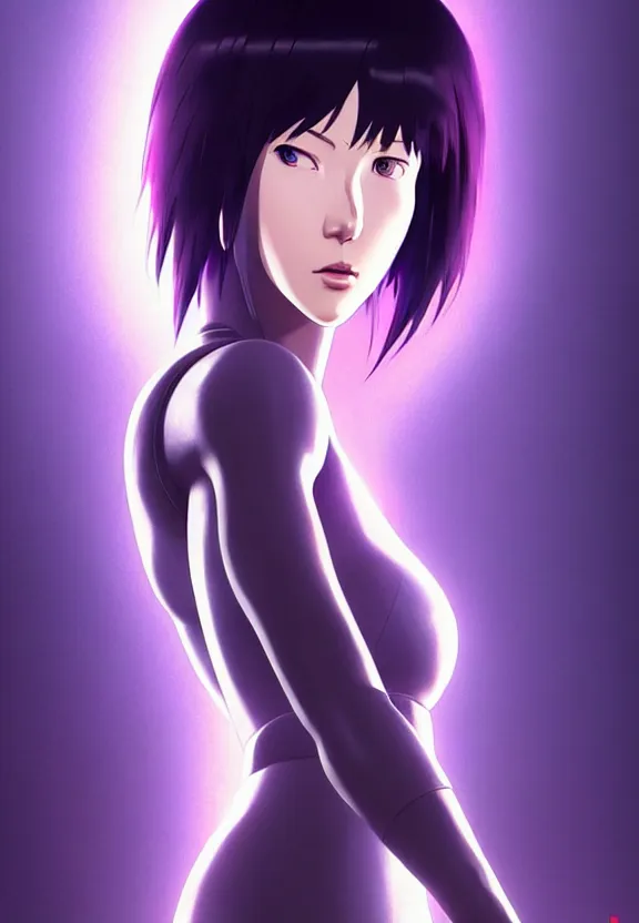 Image similar to a fullbody portrait of motoko kusanagi ghost in the shell, finely detailed features : : gits sac twenty forty five netflix : : by ilya kuvshinov, rossdraws, artgerm, sola digital arts, production ig, volumetric lighting, anti aliasing, raytracing : :