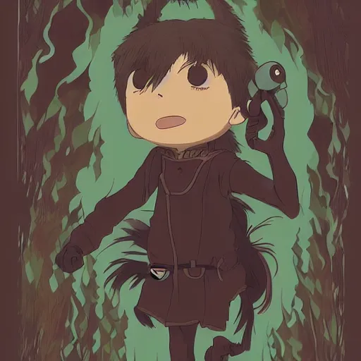 Image similar to a dark humanoid, hyper detailed, in the style of studio ghibli and and studio ghibli and studio ghibli, selfie