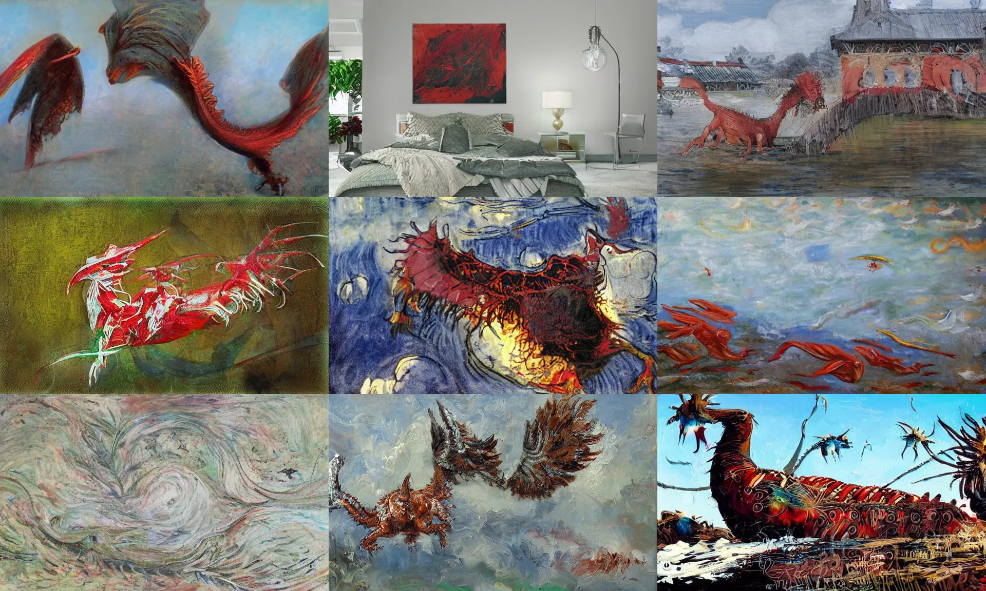 Prompt: classic red dragon in the style of claude monet, flying, beautiful intricate masterpiece, hyper detailed, hd