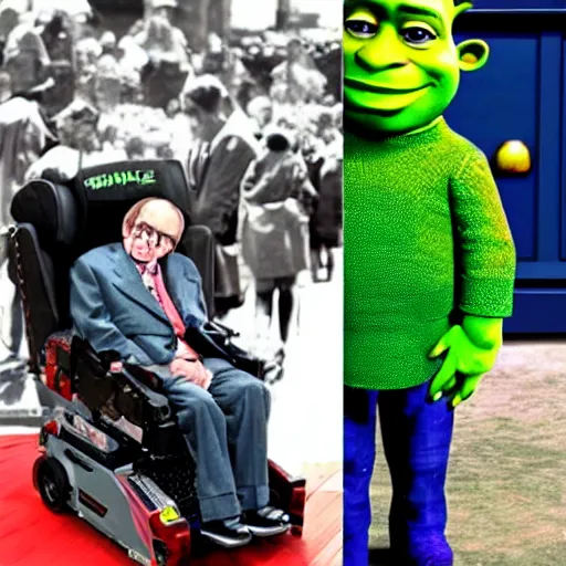 Prompt: stephen hawking shrek