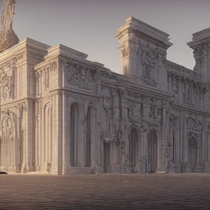 Image similar to wide shot of an architectural masterpiece, detailed, hyper real, octane render