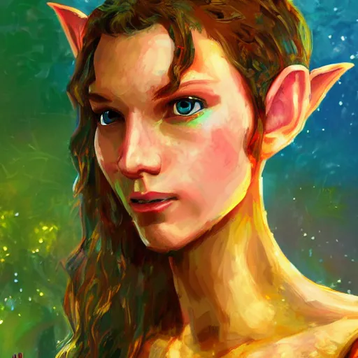 Image similar to tom holland elven fairy, golden details, impressionist gouache digital art style, hd, vivid, trending on artstation