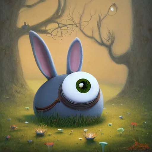 Image similar to cute rabbit wearing googly eyes by gediminas pranckevicius