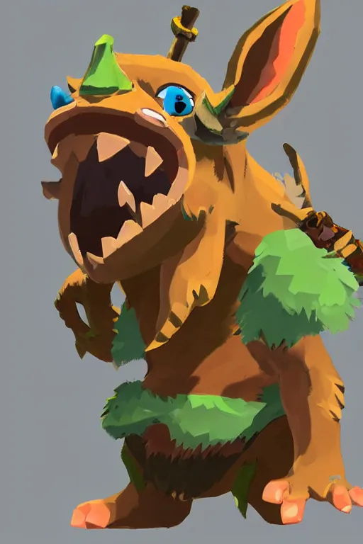 Image similar to a moblin from the legend of zelda breath of the wild, breath of the wild art style.