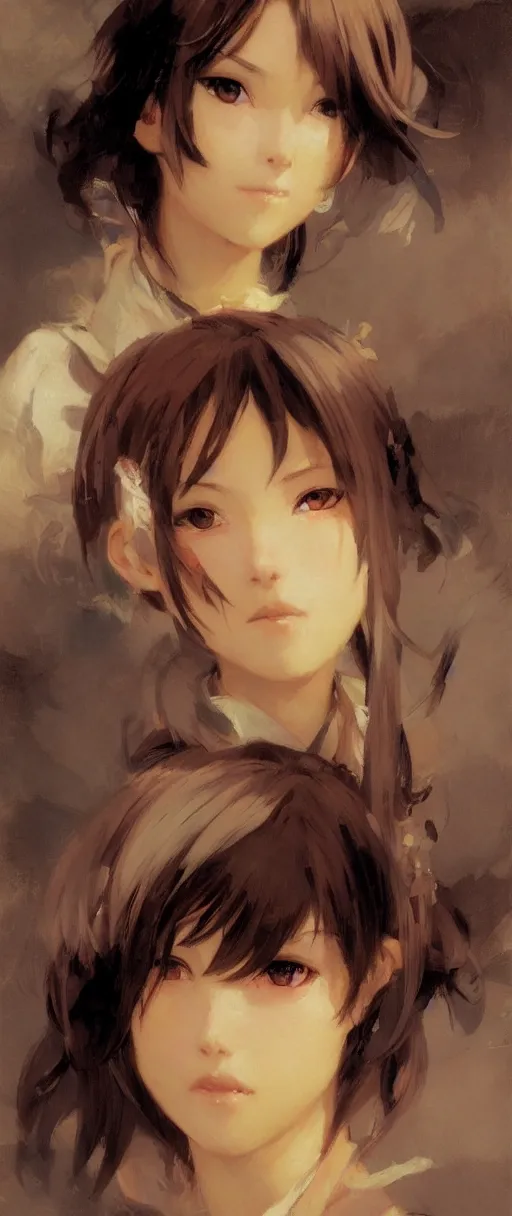 Image similar to cute anime girl face, painting by gaston bussiere, craig mullins, j. c. leyendecker