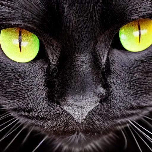 Image similar to a photo of an angry black cat with glitter, highly detailed, photorealistic, f 2. 8, in - frame