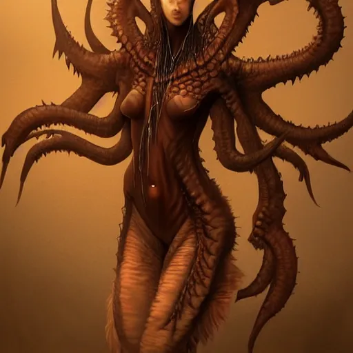 Prompt: a monstrous inhuman eldritch humanoid feminine kaiju trending on artstation deviantart Pinterest furaffinity detailed realistic High Resolution HD 8k