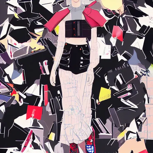 Image similar to balenciaga vetements fashion influencer character minimalistic illustration akira official art anime style