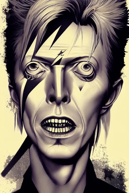 Image similar to david bowie, manga cover art, detailed color portrait, artstation trending, 8 k, greg rutkowski