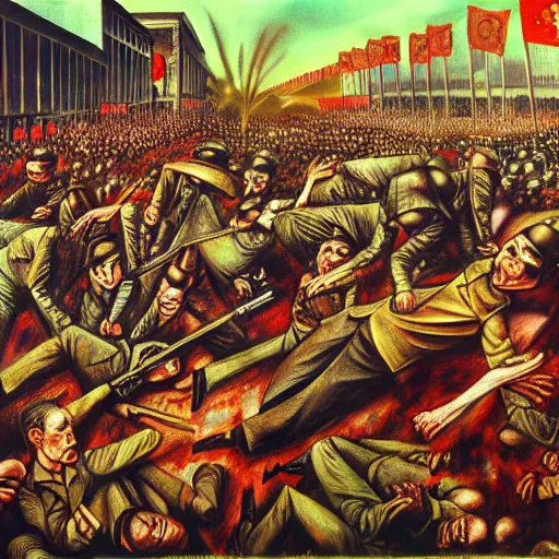 Image similar to fall of saigon by otto dix, hyperrealistic, aesthetic, masterpiece