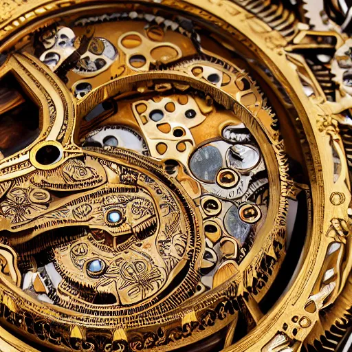 Image similar to A steampunk roaring tiger head made from ornate engraved full plate armor and watch gears and several jewels, macro shot by Justin Gerard, unreal engine, detailed, intricate, physically based rendering