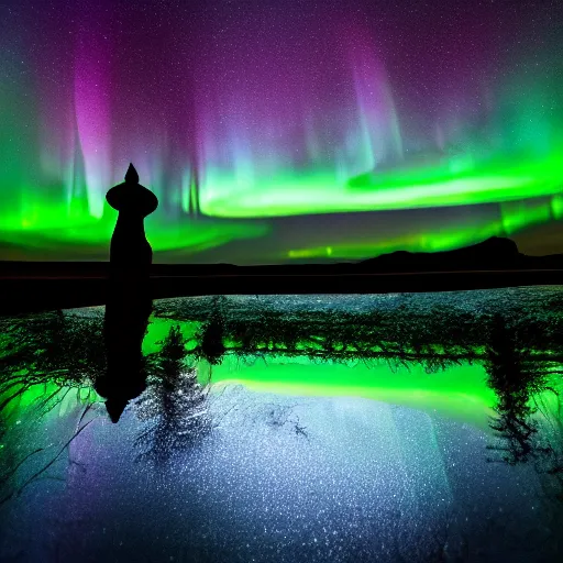 Prompt: aurora borealis in the kitchen