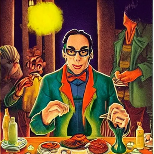 Image similar to goosebumps book cover, werewolf at supper, r l stine