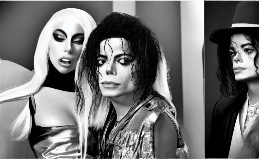 Image similar to lady gaga and michael jackson geometric music video