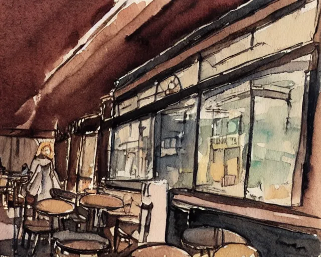 Image similar to a coffee shop smooth light color watercolor pen