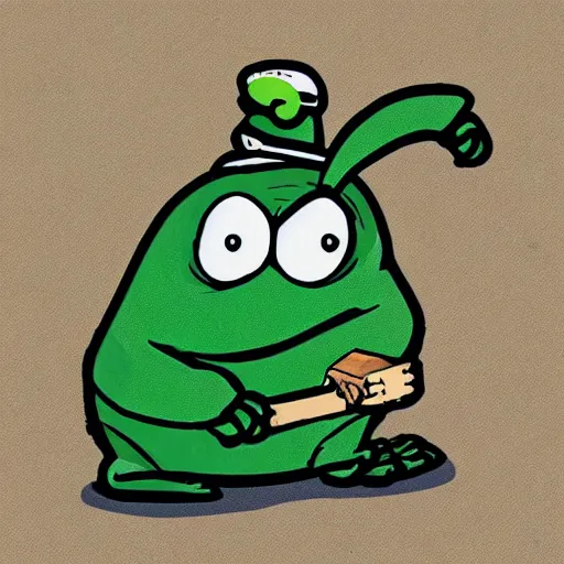Prompt: small fat pepe the miner