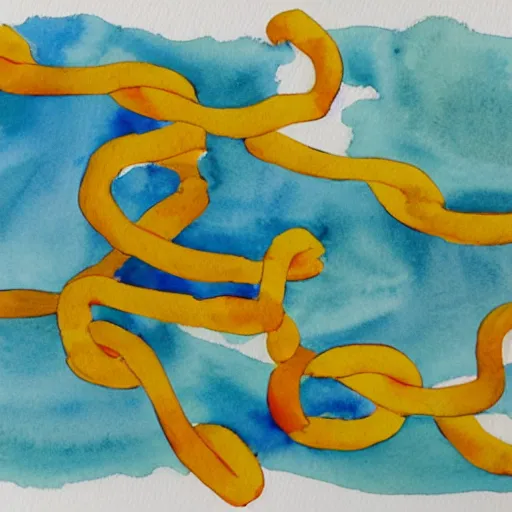 Prompt: interlocking aqua blue blobs, watercolor pen drawing
