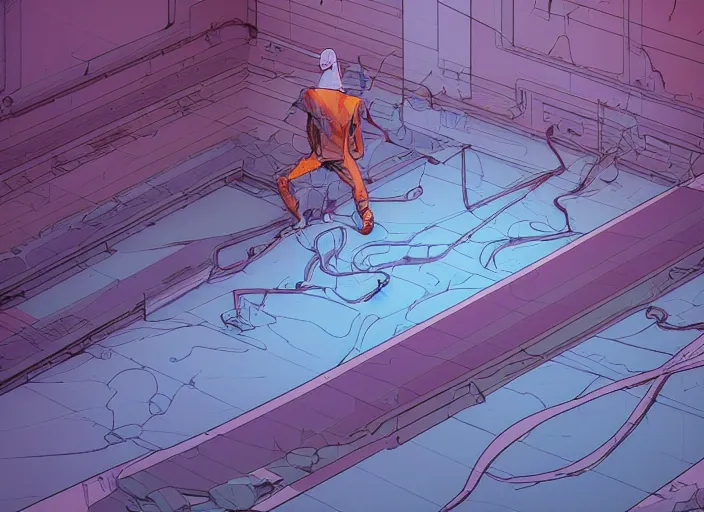 Image similar to abstract art of empty room. no people nor cars. sharp focus, cinematic pose, cinematic lighting, unreal engine render. art by josan gonzales and moebius and deathburger.