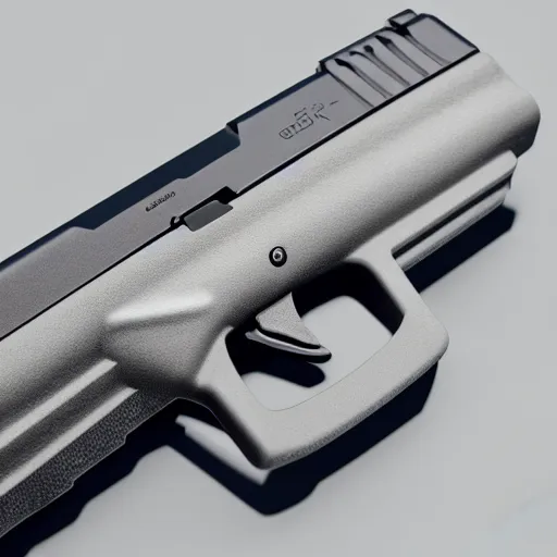 Image similar to Octane render of a Glock 18 against a white background, 4k, ultra HD
