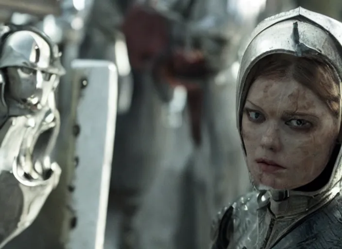 Prompt: scene from a 2 0 1 0 film set in 1 4 5 0 with a closeup of an android