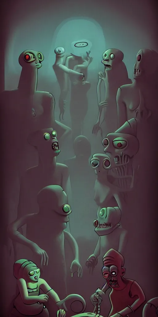 Image similar to uncanny repressed mutants from the depths of a vast wasteland in the collective unconscious, dramatic lighting, surreal dark 1 9 3 0 s fleischer cartoon characters, surreal painting by ronny khalil