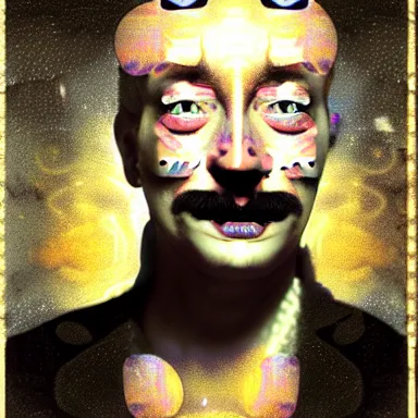 Image similar to portrait of a uncanny artist by Chor Boogie and Salvador Dali collaboration, digital art, mix of aesthetics, close up, high details