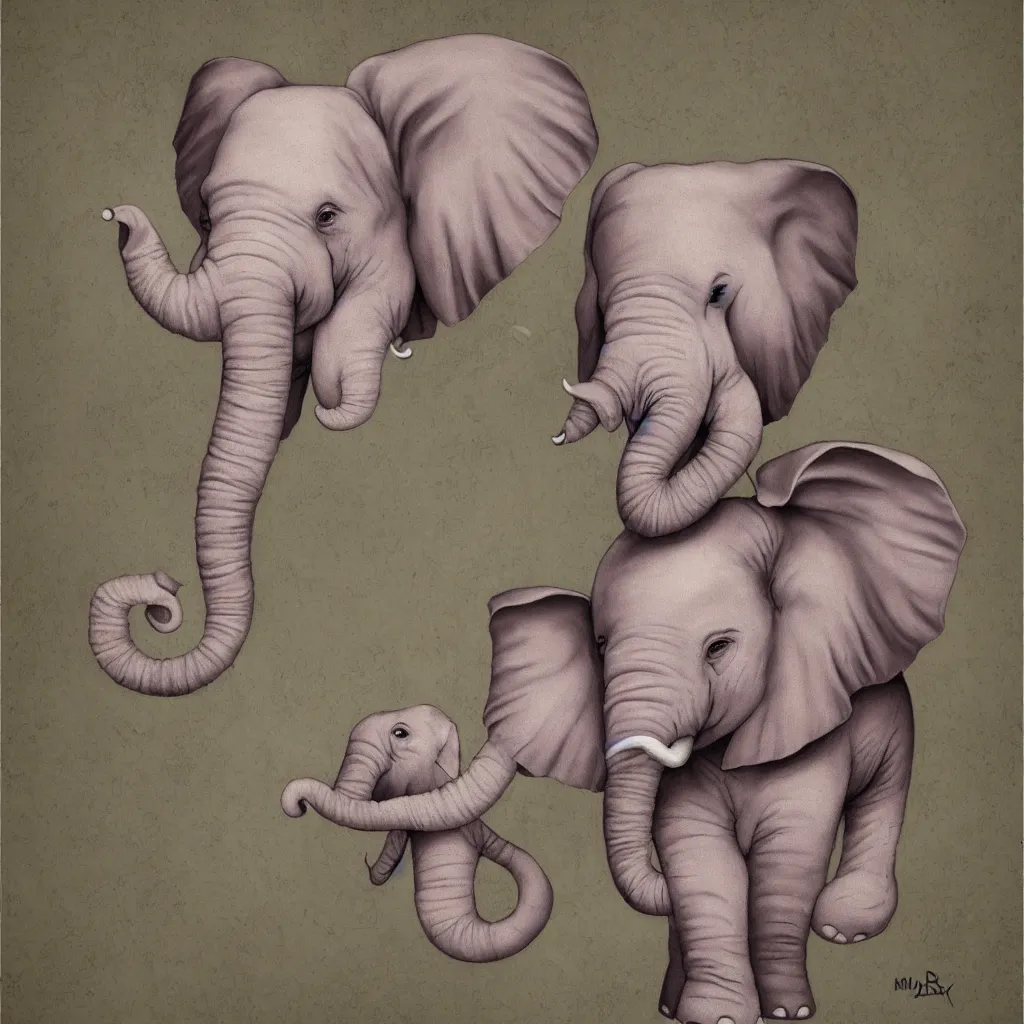 Prompt: elephant in the style of mark ryden