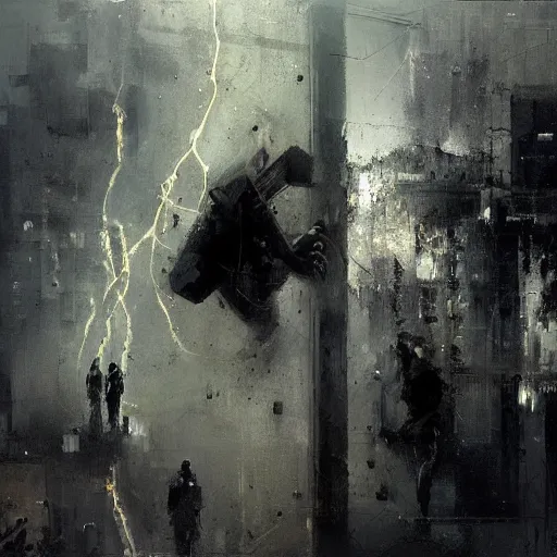 Image similar to knight holds lightning in his hand bolts of lighting everywhere, realistic, ultrahd, jeremy mann painting