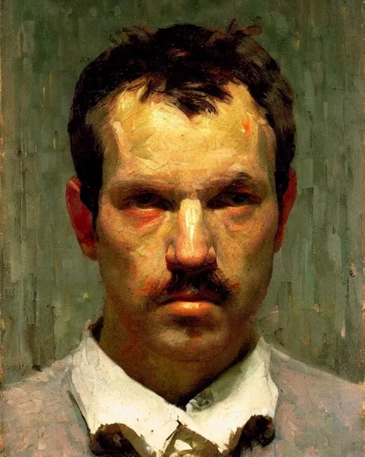 Prompt: painterly portrait, william fitchner, impasto, fantasy, chuck close:7, carl spitzweg:7, cinematic light, full face, symmetrical face