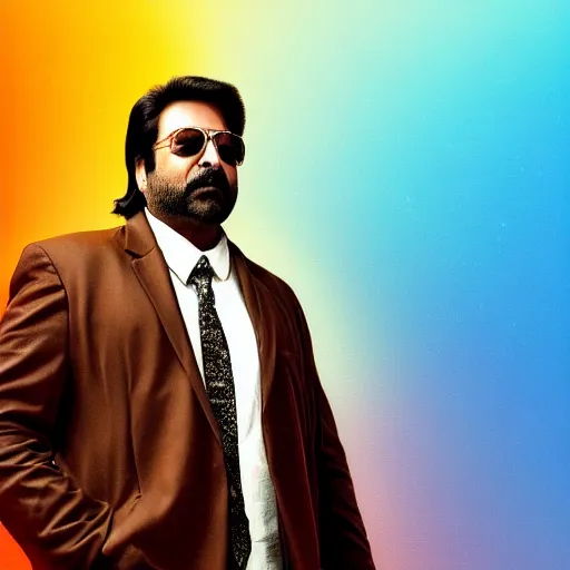 Prompt: a very beautiful highly aesthetic wallpaper photo of Mammootty in a very euphoric and fanatic mood, artsy, trending on Artstation, 4k, masterpiece