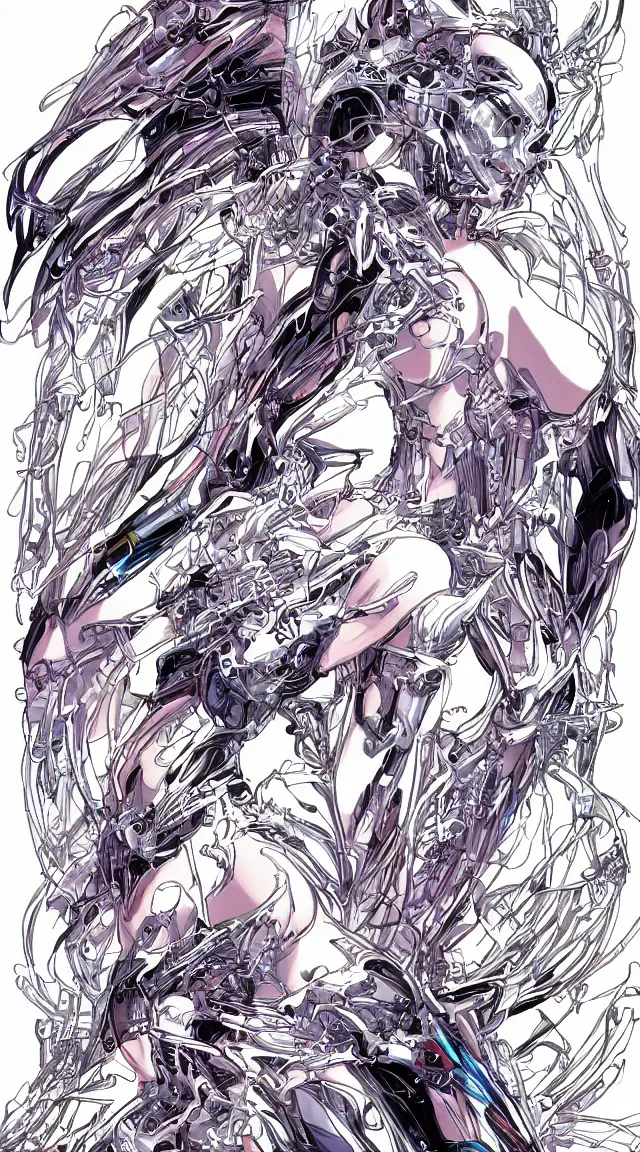 Prompt: a beautiful drawing of a cybernetic angel by Yukito Kishiro