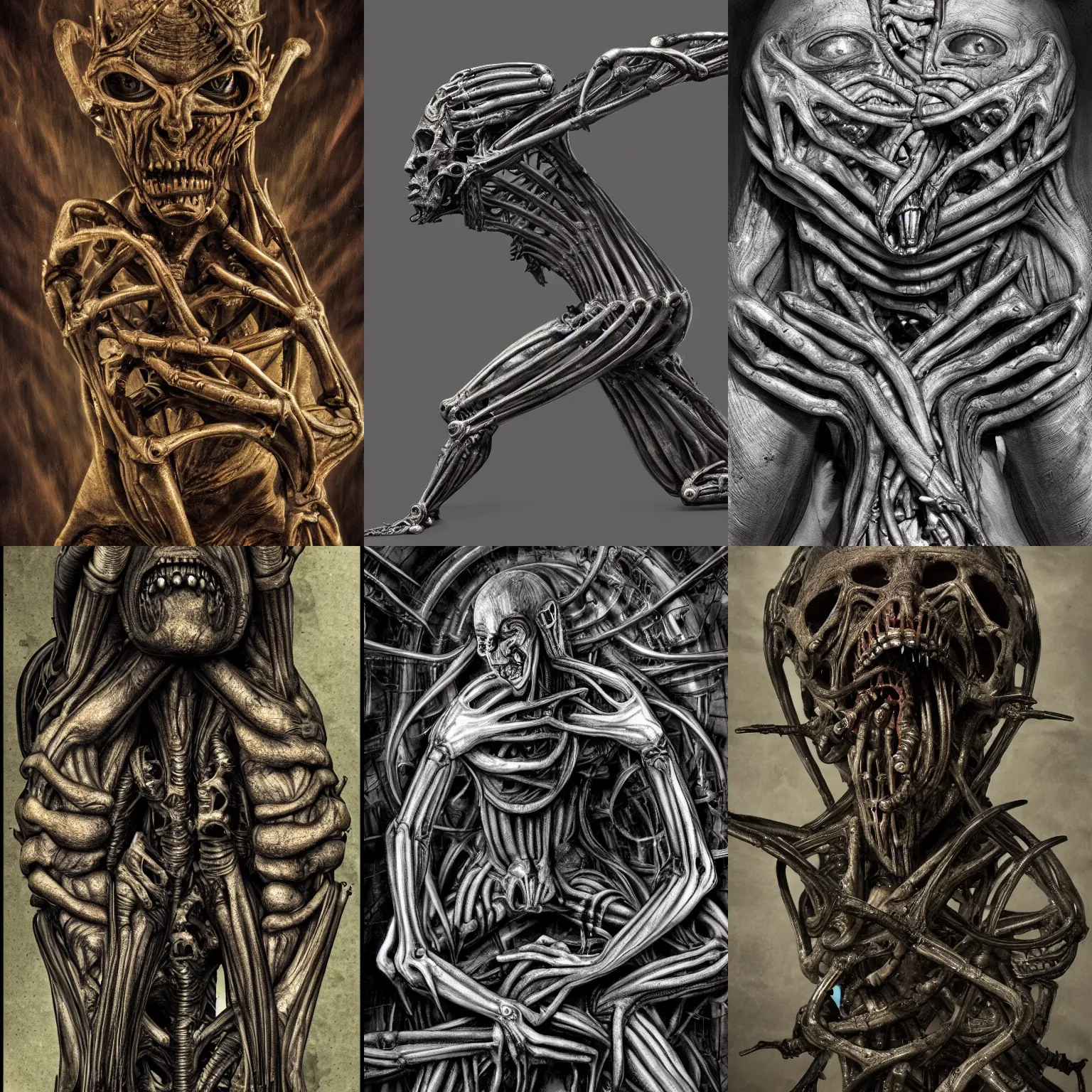 Prompt: Contortionist by H.R. Giger, intrincate, highly detailed, biomechanical, dark, creepy, unpleasant, grotesque, 4k, high quality,