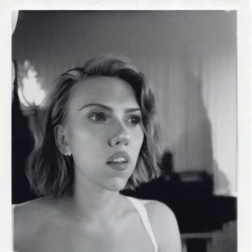 Image similar to polaroid image of scarlett johansson at home