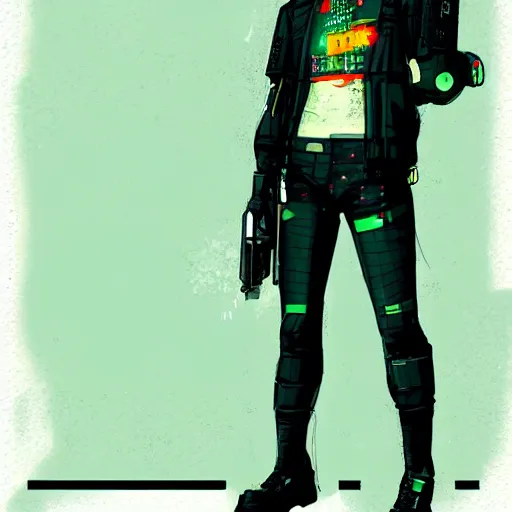 Prompt: javier. concept art of a perceptive cyberpunk artist in fashionable clothing. cyberpunk 2 0 7 7 character design by laurie greasley and sherree valentine daines. concept art of cyber city background by pascal blanche