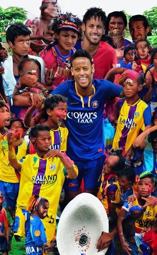 Image similar to neymar jr. with muori face tribals