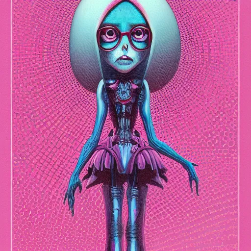 Image similar to original jean giraud digital art painting pastel goth aesthetic, creepy kawaii, highly detailed, highly intricate, tom whalen
