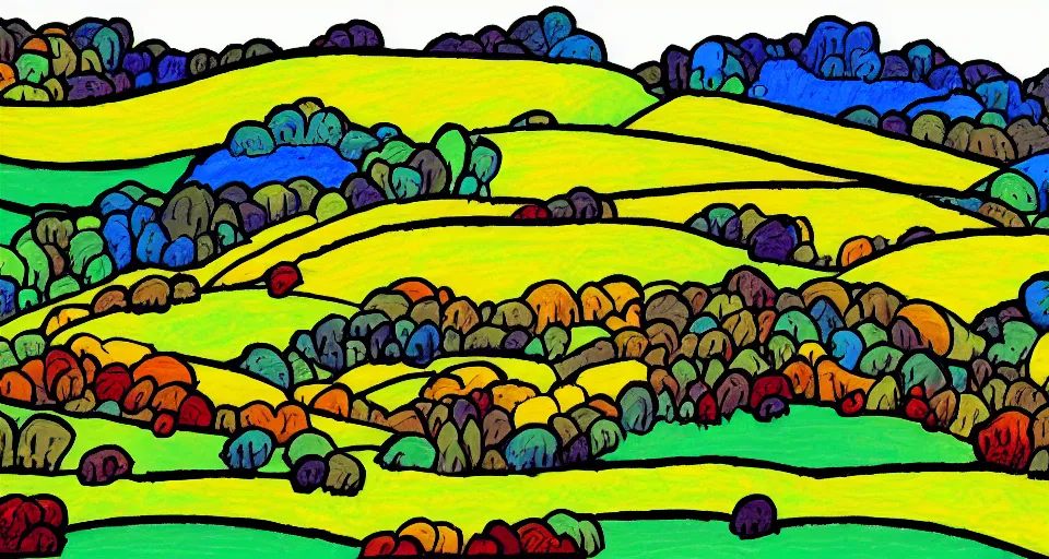 Image similar to Masterfully drawn mspaint art piece of rolling hills. Amazing beautiful incredible wow awe-inspiring fantastic masterpiece gorgeous fascinating glorious great.