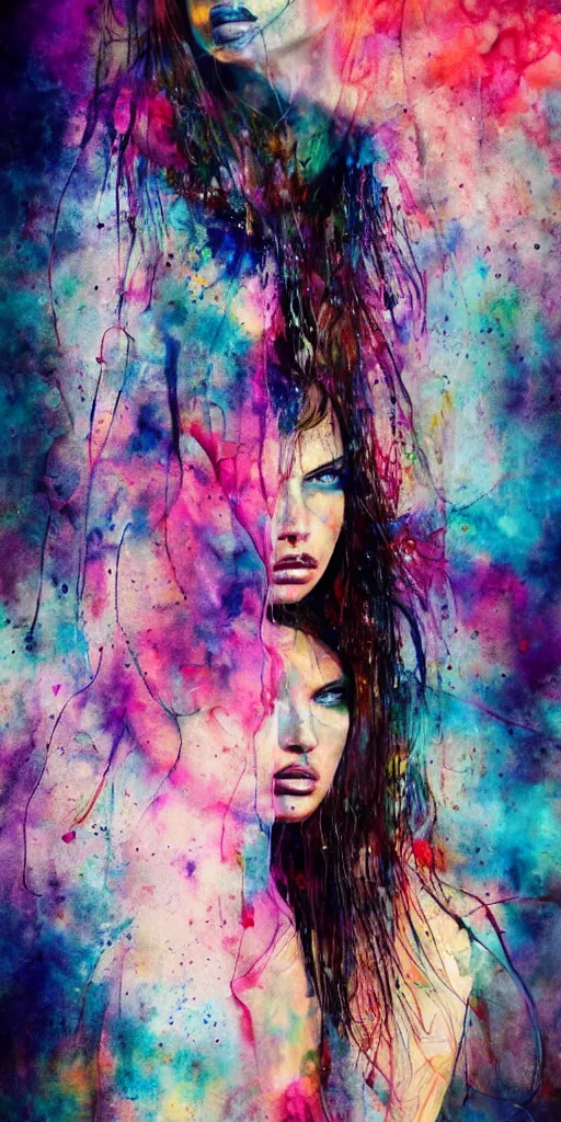 Image similar to adriana lima by agnes cecile enki bilal moebius, intricated details, sitting on a stool, full body portrait, extremely luminous bright design, pastel colours, drips, autumn lights