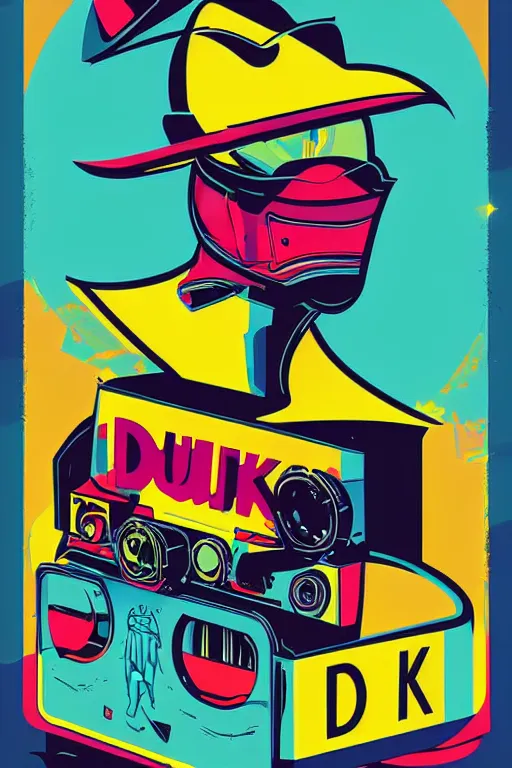 Prompt: duck 7 6 retro futurist illustration art by butcher billy, sticker, colorful, illustration, highly detailed, simple, smooth and clean vector curves, no jagged lines, vector art, smooth andy warhol style