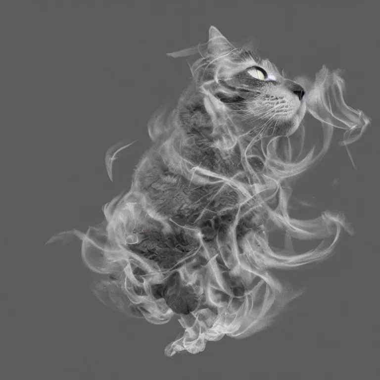 Image similar to smoke in shape of cat, concept art, artworks art